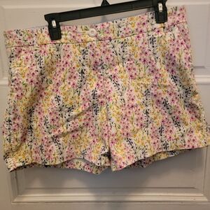 Crown & Ivy High Waist Floral Shorts - Pink, Yellow, White 12